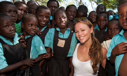 Kimberley Walsh with Ugandan school children