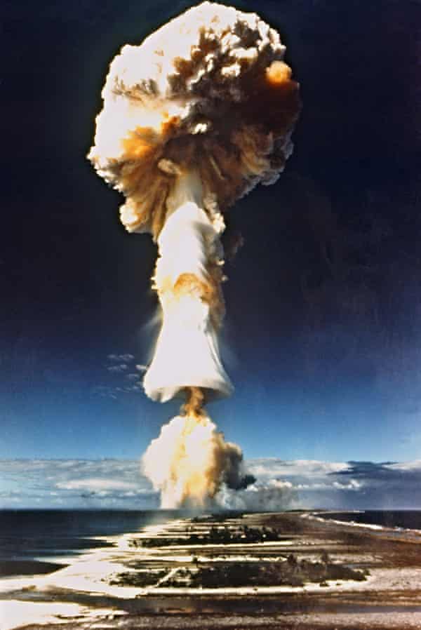 A French nuclear test at Mururoa atoll, French Polynesia, in 1970