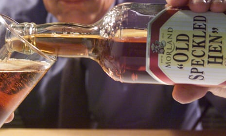 Bottles of Old Speckled Hen real ale.