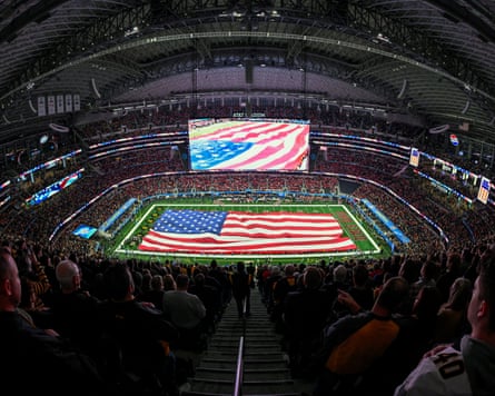 A view of the field and the American flag at AT&T Stadium, where England will kick off their campain against Croatia