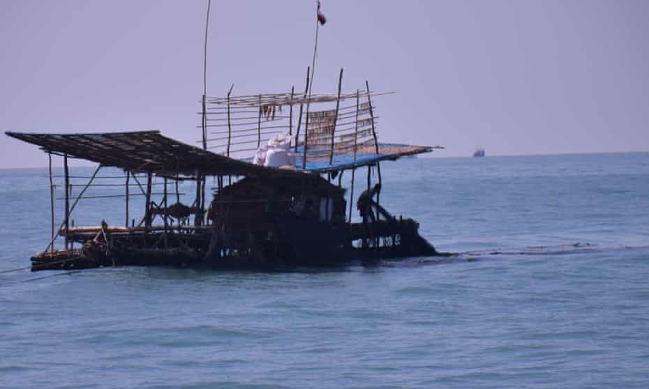 A raft fishery in the Gulf of Mottama, Myanmar.