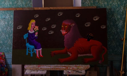 One of Moldovanov’s paintings inside his studio