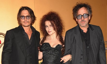 With her ex-husband Tim Burton and Johnny Depp