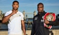 Anthony Joshua and Daniel Dubois pose in front of Tower Bridge in London