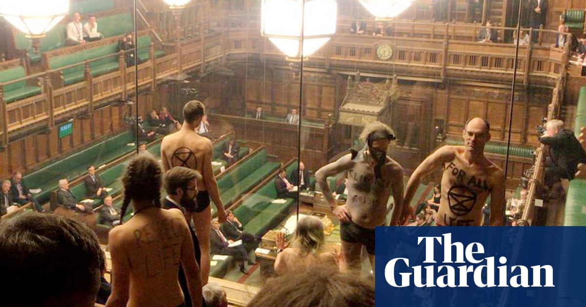 Semi-naked climate protesters disrupt Brexit debate