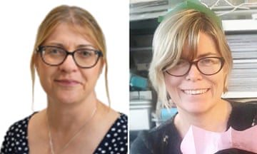 Fiona Elias and Liz Hopkin: close-up head and shoulders portraits of both. They are both blond women wearing dark-rimmed glasses; Elias has her hair tied back while Hopkin's hair falls across her forehead