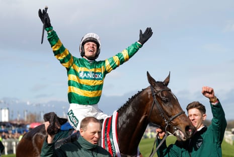 Paul Townend celebrates on the horse