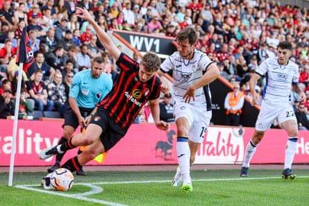 David Brooks of Bournemouth and Marten de Roon of Atalanta during the pre-season friendly at the Vitality Stadium in July 2023