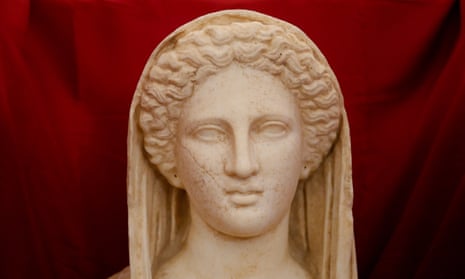 A detail of the rare marble statue, believed to depict the Greek goddess Persophone.