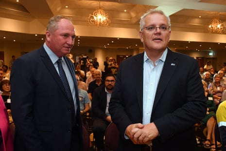 Barnaby Joyce and Scott Morrison during the election campaign