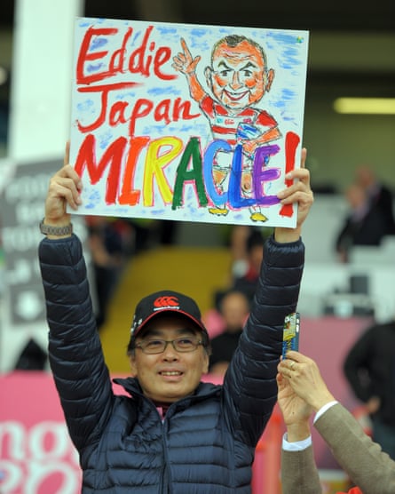 A Japan fan pays tribute to Jones and Japan’s win over South Africa.