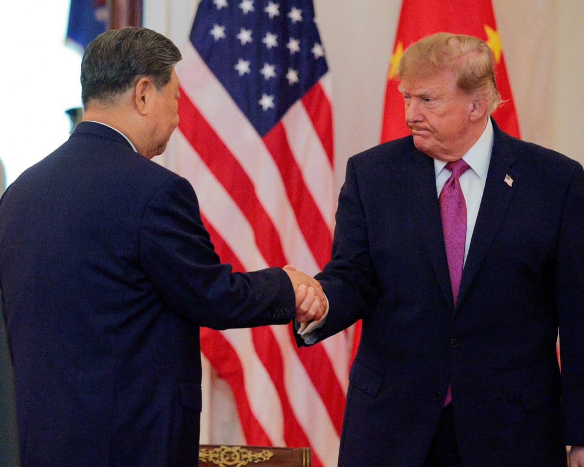 Xi Jinping shakes hands with Donald Trump following remarks from both leaders.