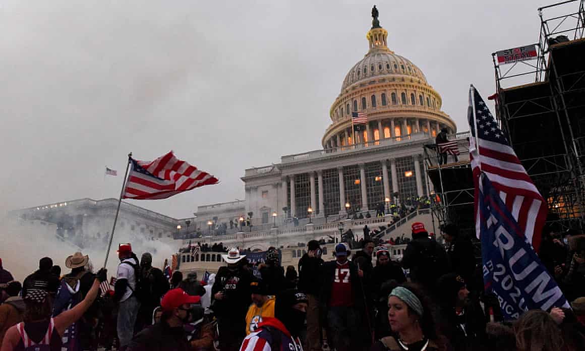 Crowds of people outside the US Capitol building