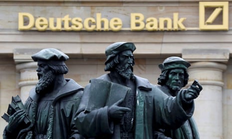 A statue outside Deutsche Bank in Frankfurt, Germany