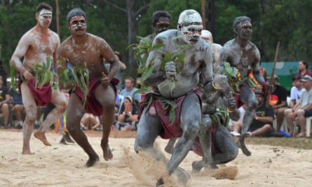 Members of the Yolngu people from north-east Arnhem Land perform during the Garma festival.