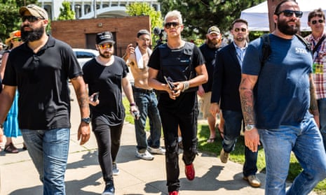Milo Yiannopoulos arrives at a rally in Cleveland. 