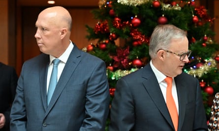 Leader of the opposition Peter Dutton, left, and Anthony Albanese