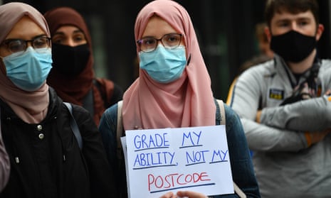 A-level students protest in London, 14 August 2020.