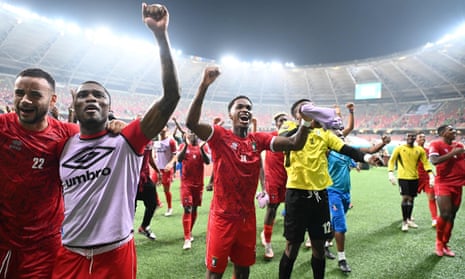 Equatorial Guinea celebrate after they won against Algeria.