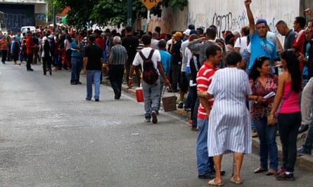 A queue outside a polling station in Caracas.