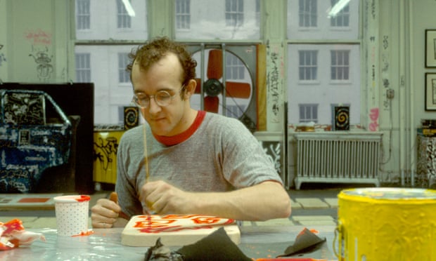 Keith Haring in his studio in New York City.