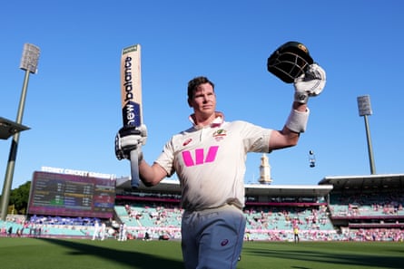 Steve Smith walks off the ground at the end of play after hitting an unbeaten 129 on day three of the fifth Test at the Sydney Cricket Ground.