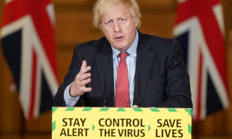 Britain's prime minister Boris Johnson speaks during a daily Covid-19 briefing.