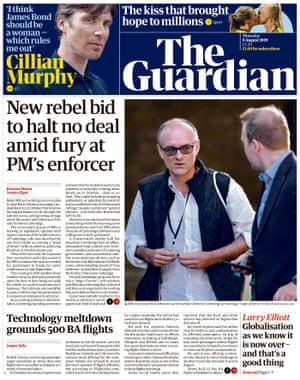 Guardian front page, Thursday 8 August 2019