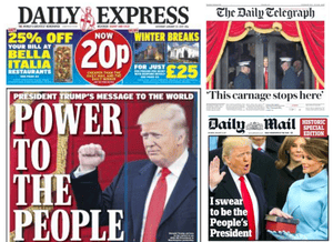 Trump wins UK front page coverage.