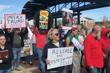 No Kings demonstrators hold a protest in Columbus, Georgia.
