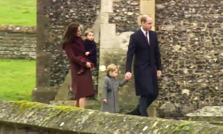 Prince William attends church service with Duchess of Cambridge and their two children.