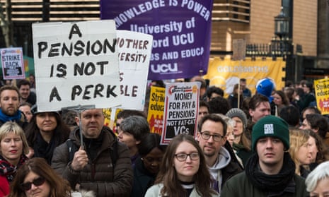 Higher and further education staff and students demonstrating in London in March 2018.