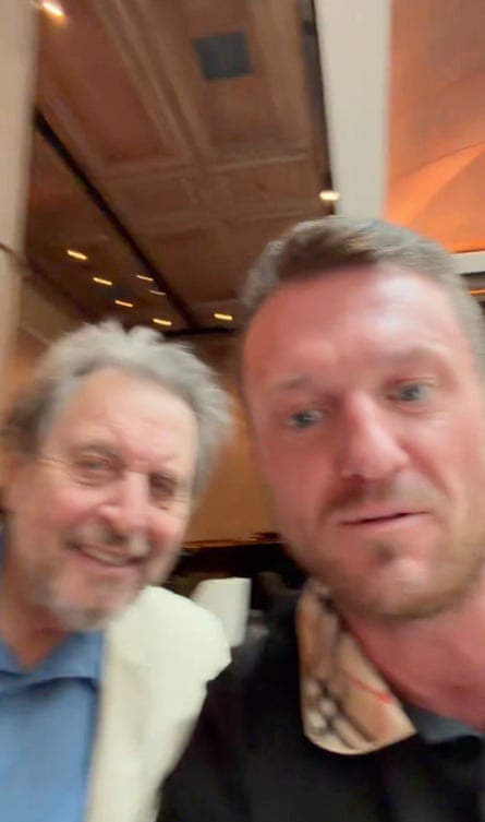 A blurry still from the video Robinson posted of him in Moscow with musk’s father