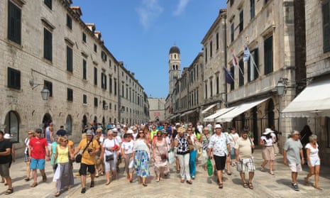 Cruise ship visitors on the streets of Dubrovnik.