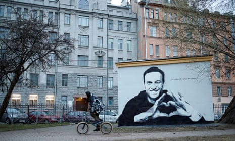Graffiti depicting Alexei Navalny in St Petersburg