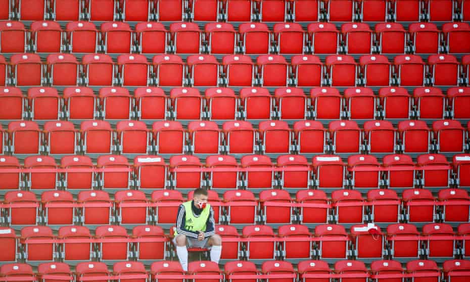 Empty stands at a German Bundesliga match on Sunday.