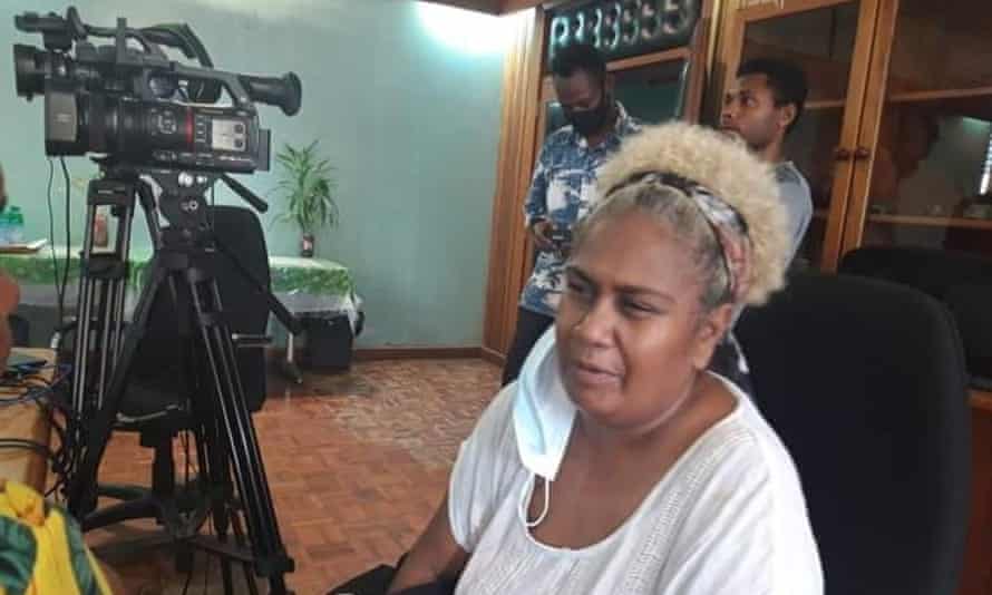 Dorothy Wickham at a press conference.