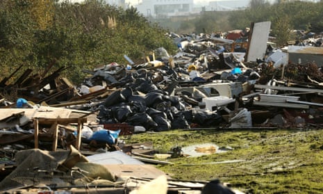 An illegal fly-tipping site near the Thames estuary.