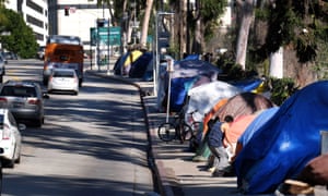 A homeless encampment in downtown Los Angeles