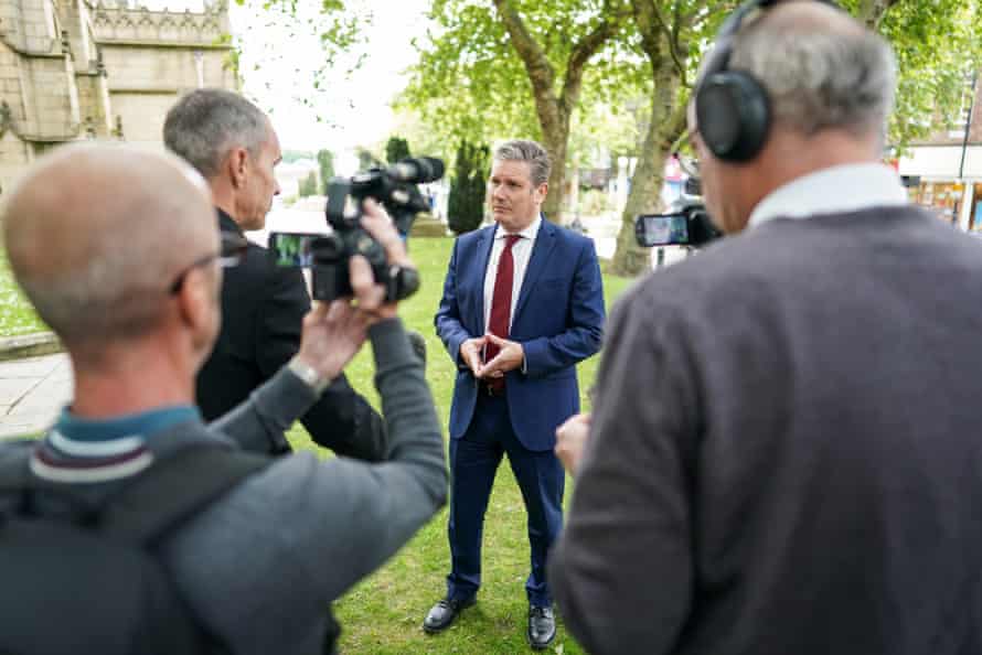 Keir Starmer speaking to the media in Wakefield.