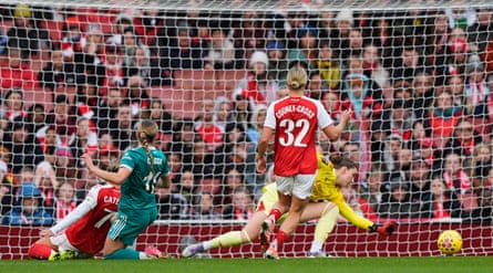 Beata Olsson slots home Liverpool’s equaliser against Arsenal