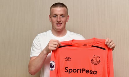 Jordan Pickford is unveiled as an Everton player in Kielce, Poland, where he is preparing for the Under-21 European Championship with England.