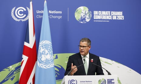 Cop26 president Alok Sharma speaks at a news conference at the end of the conference in Glasgow