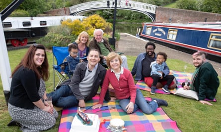 Tim and Pru with their family in what might be the final episode of Great Canal Journeys.