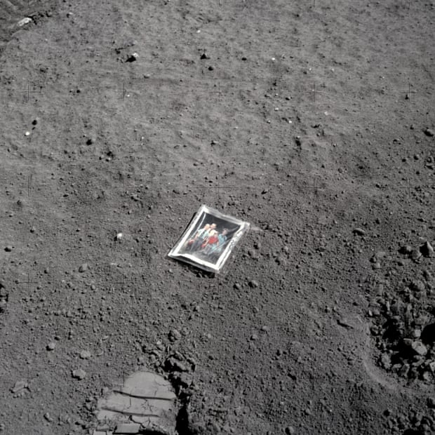 Apollo 16, 23 April 1972, family photograph of astronaut Charles Duke with his wife and young sons, left behind by him on the moon