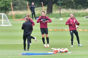 James Tarkowski in training.