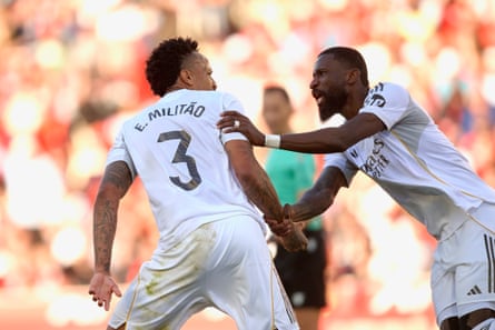 Éder Militão celebrates his equaliser.