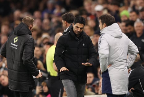 Arsenal manager Mikel Arteta reacts after his side’s penalty was overturned.