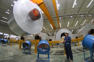 A production line making high-precision sheet aluminium at Shandong Weiqiao Pioneering Group in Zouping, Shandong Province of China