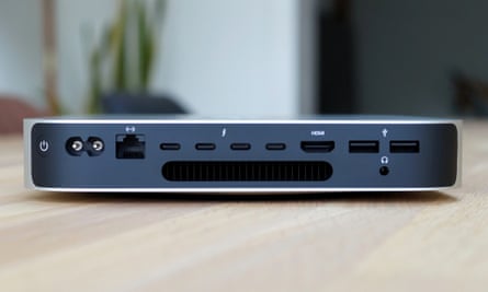The back of the Mac mini M2 Pro showing various ports.